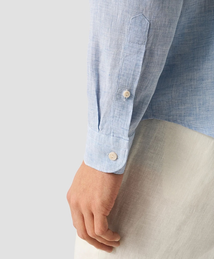 Heren overhemd lange mouw blauw