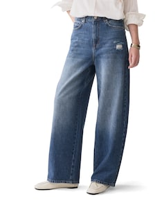 Loose fit Mid weight cotton dames jeans blauw