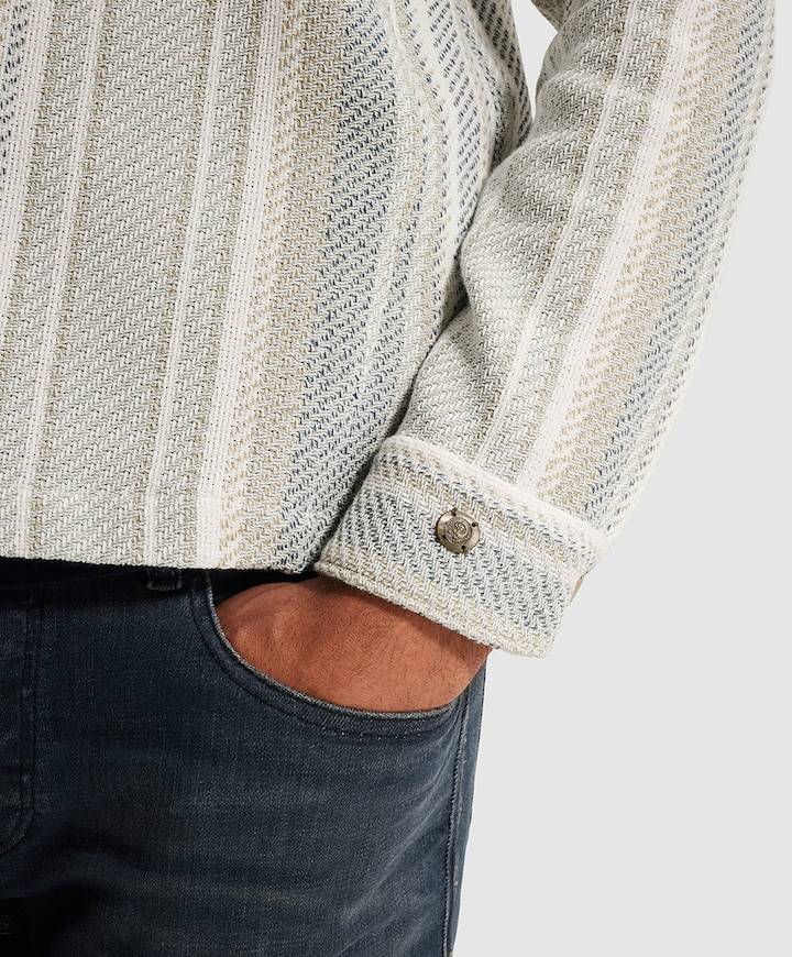 Heren overhemd lange mouw beige