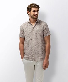 Heren overhemd korte mouw beige