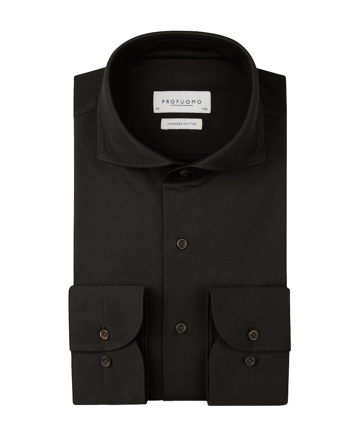 Heren overhemd lange mouw bruin