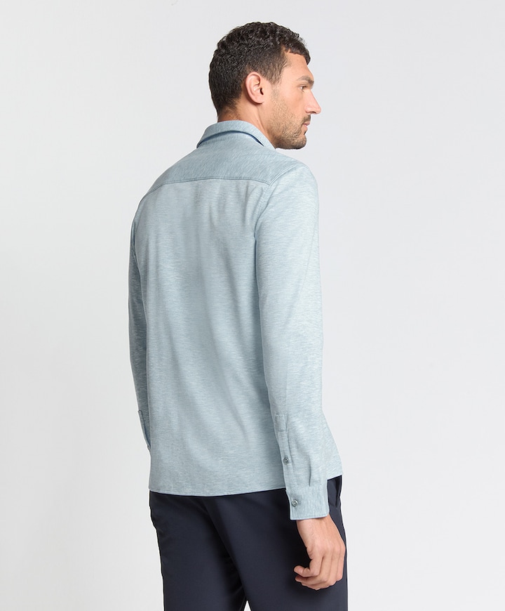 Heren overhemd lange mouw blauw