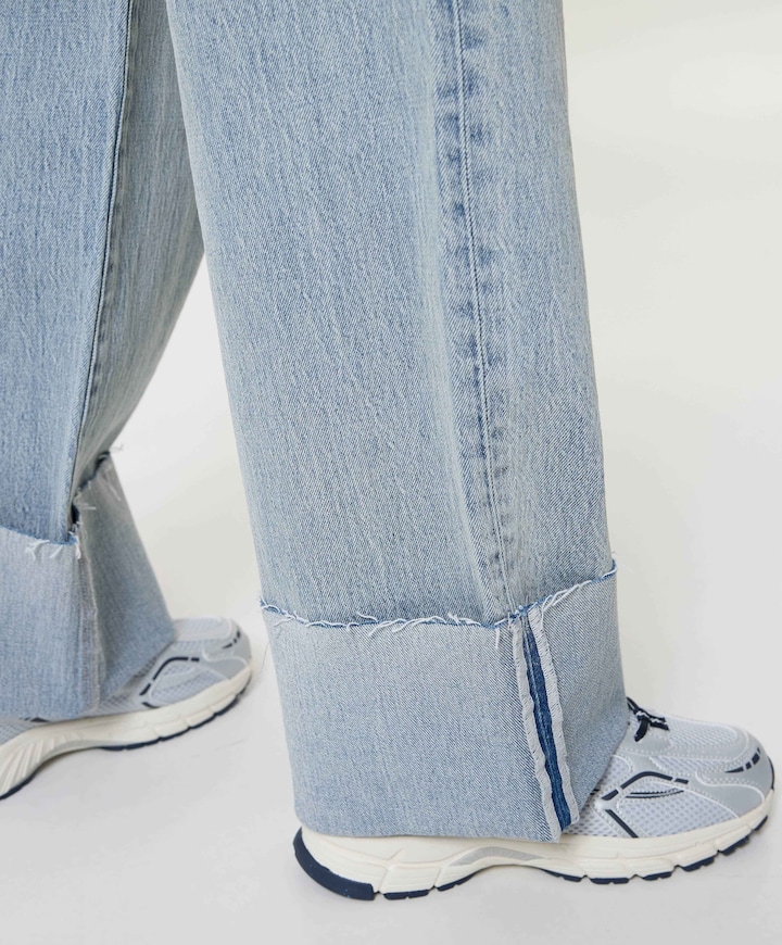 Loose fit with fold dames jeans blauw