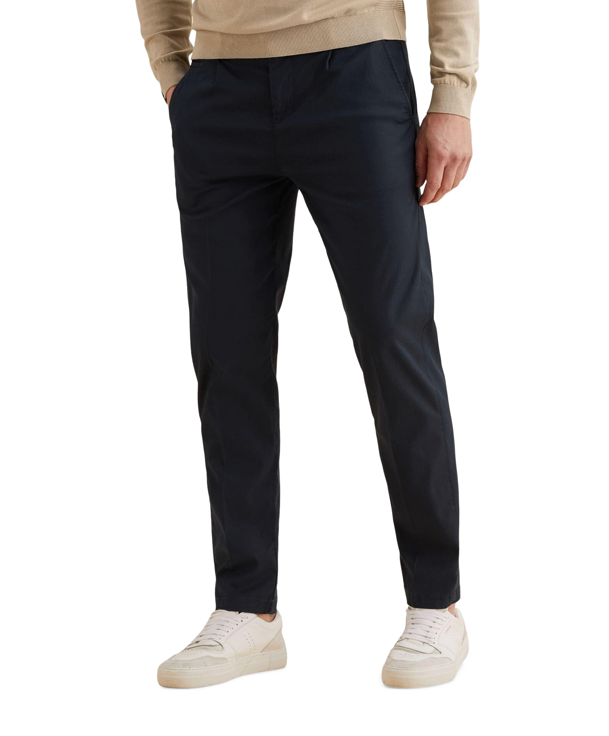 V35 RELAXED CHINO SOFT STRETCH TEN heren broek blauw