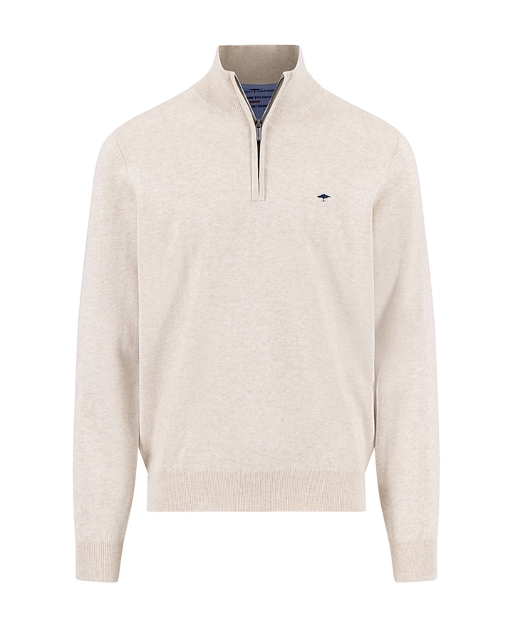 Heren trui met rits beige