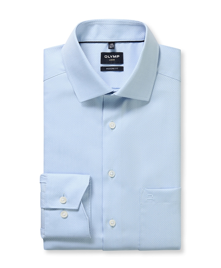 Heren overhemd lange mouw blauw