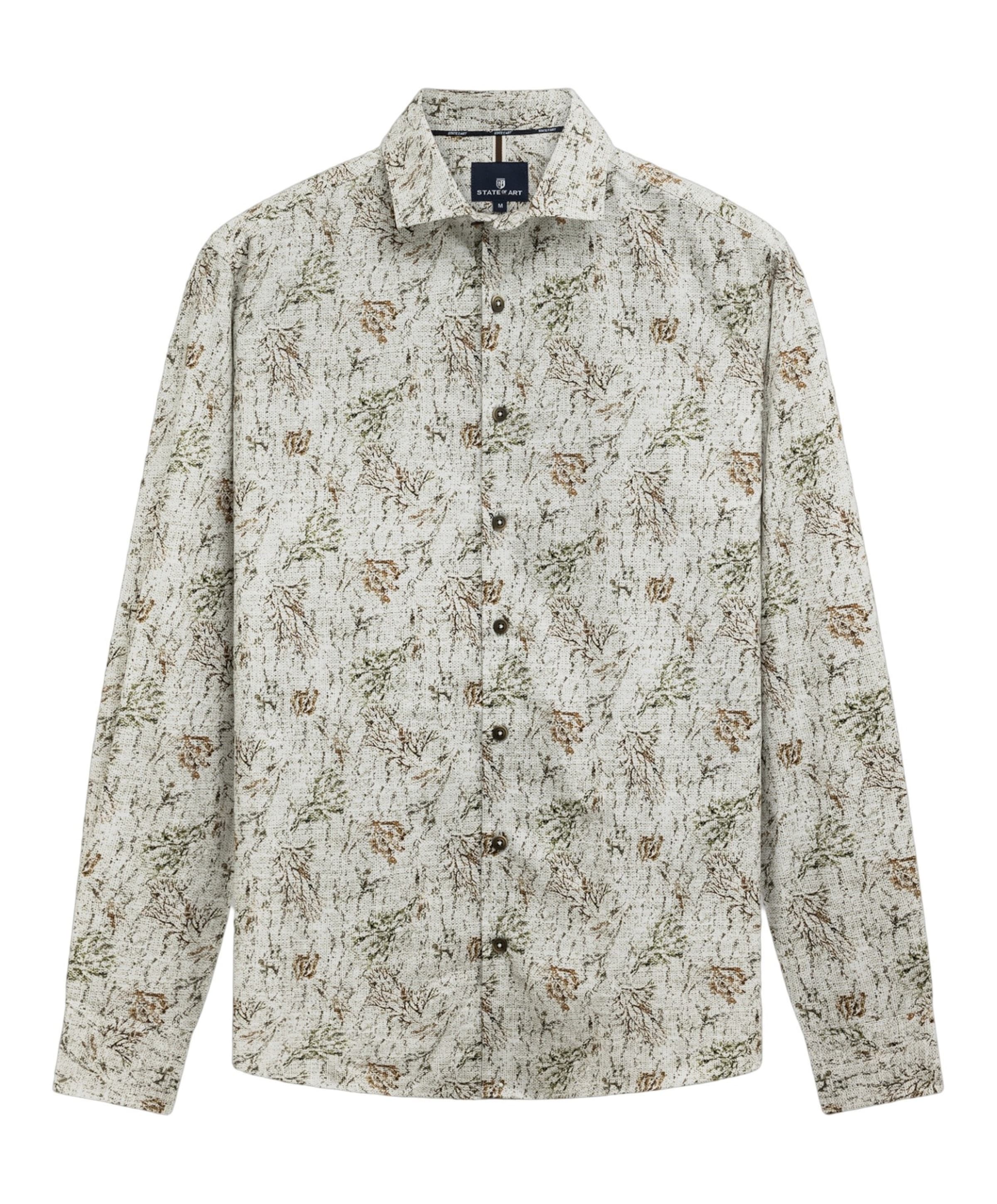 Heren overhemd lange mouw beige