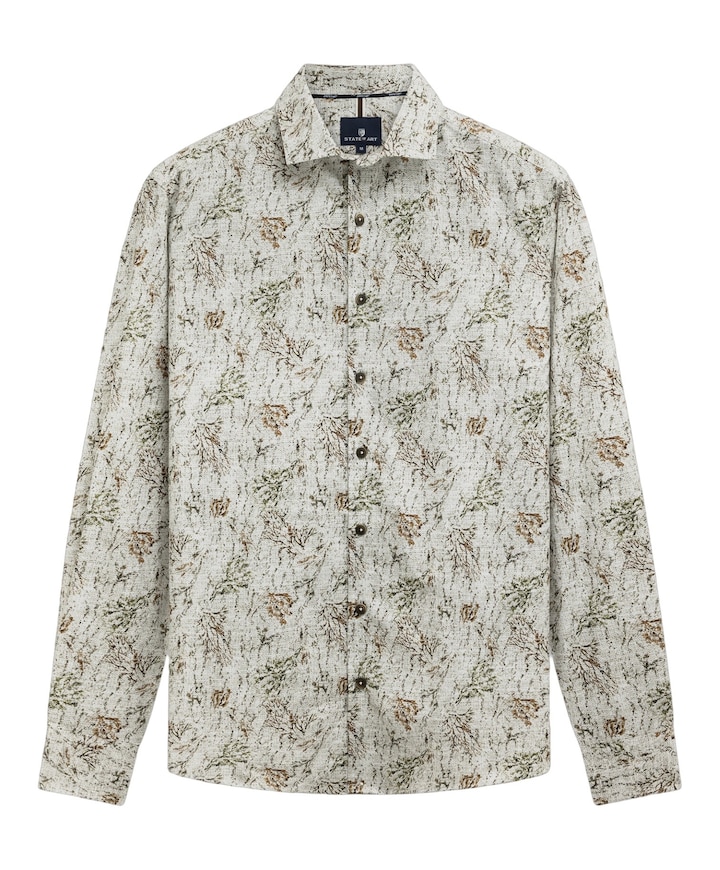 Heren overhemd lange mouw beige