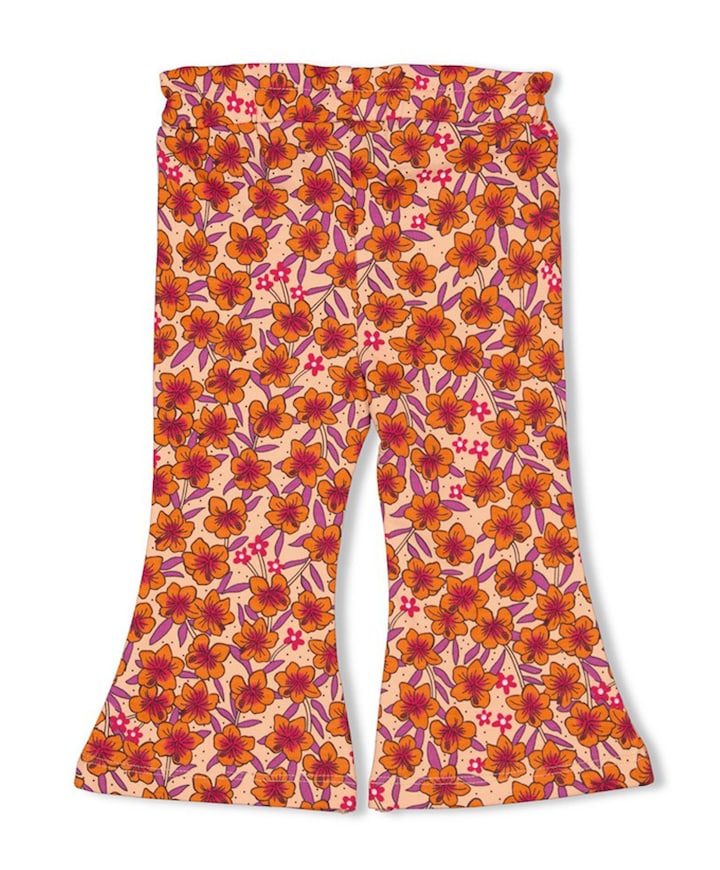 Flare broek AOP meisjes broek oranje