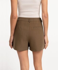 Geweven met plooien dames skort bruin