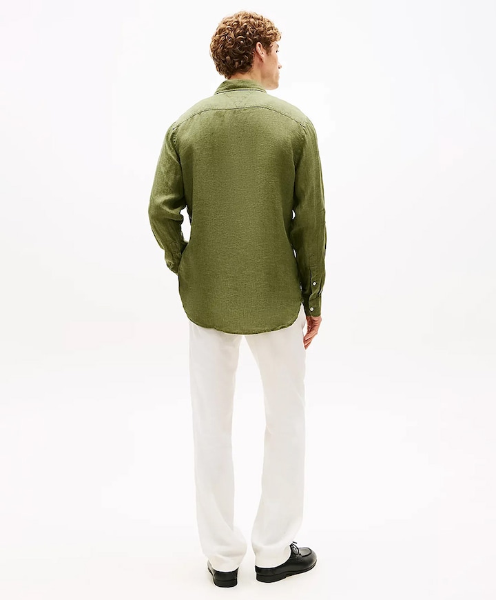 Heren overhemd lange mouw groen