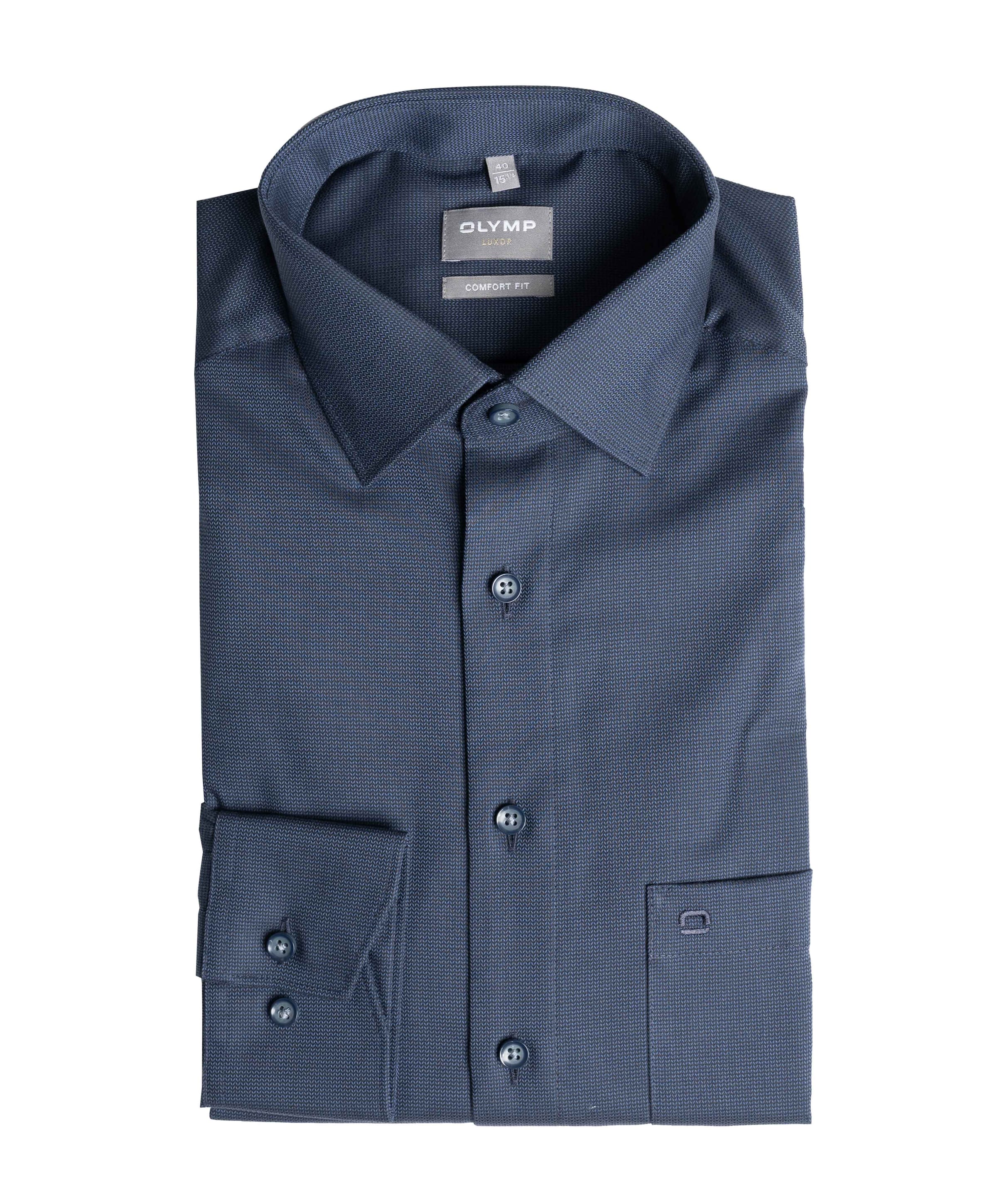 Heren overhemd lange mouw blauw