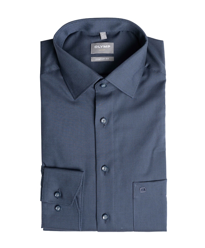 Heren overhemd lange mouw blauw