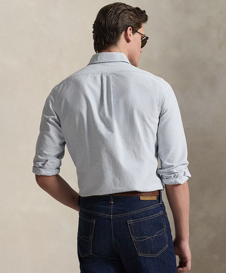 Heren overhemd lange mouw blauw