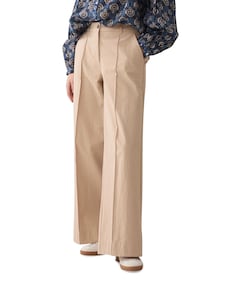 Trousers wide leg Cotton blend with approx 82cm in dames broek beige