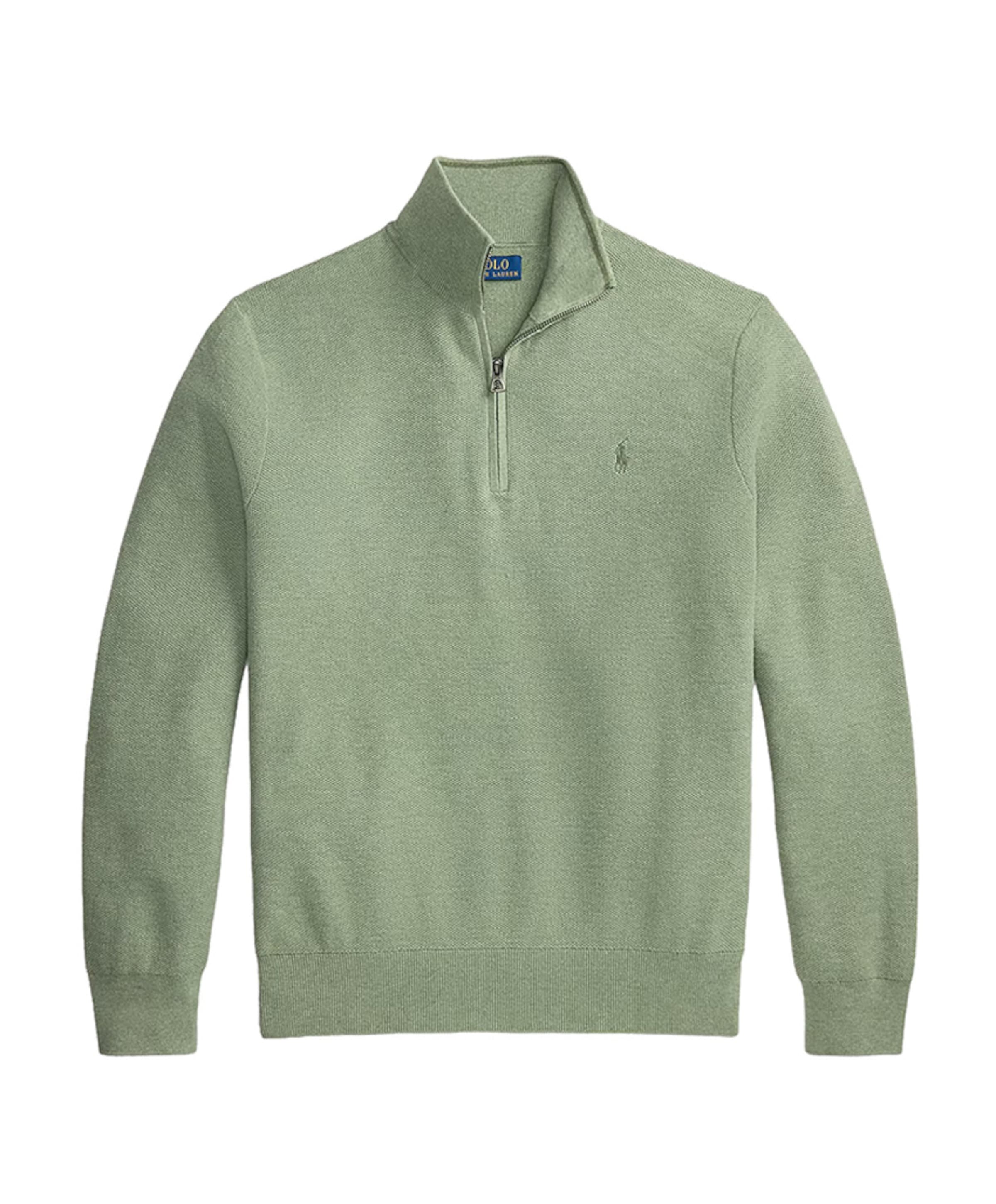 Heren trui met rits groen