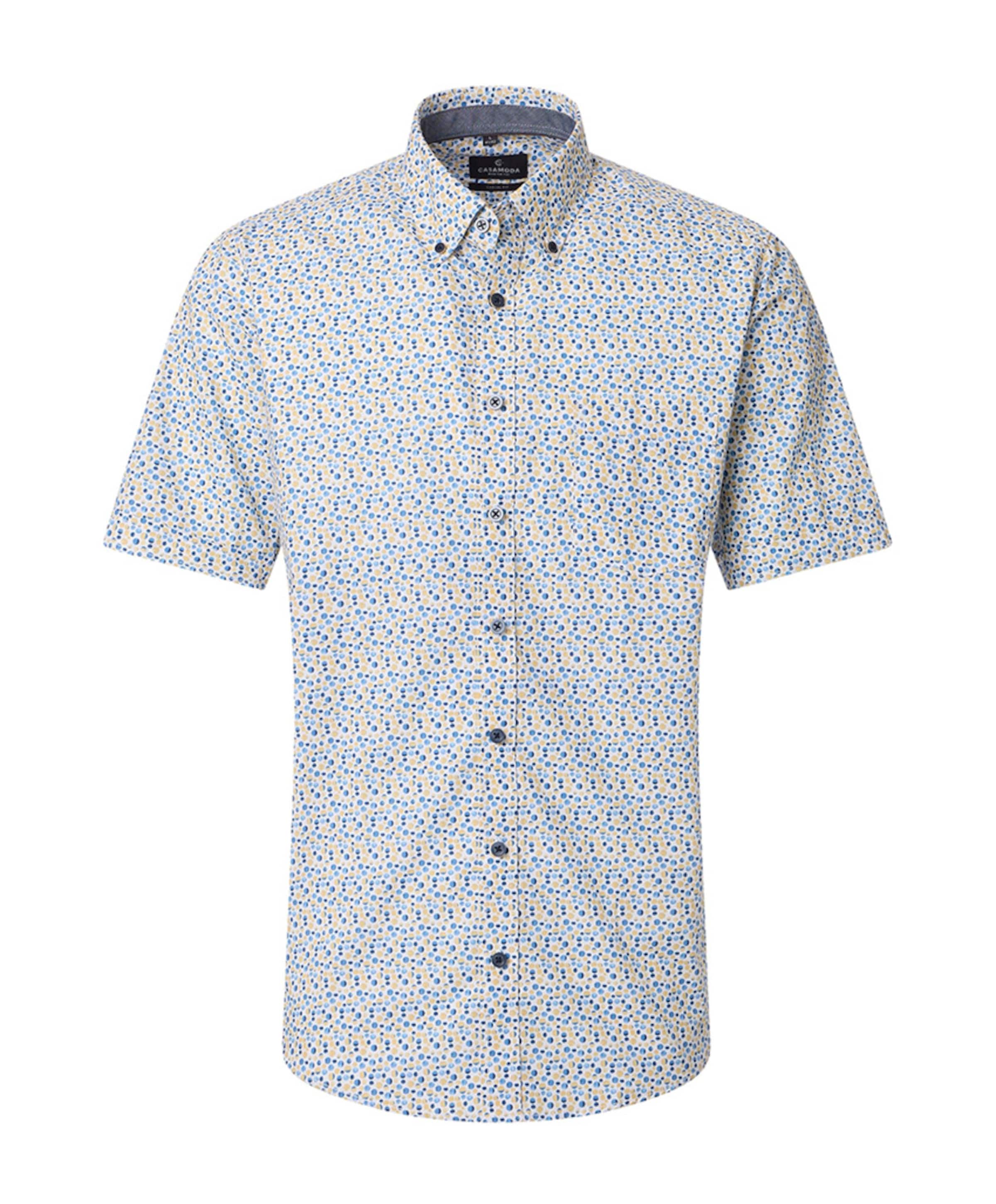 Heren overhemd korte mouw geel