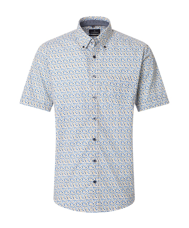 Heren overhemd korte mouw geel