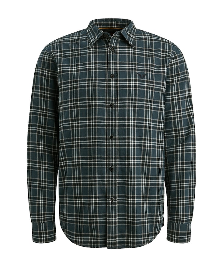 Heren overhemd lange mouw blauw