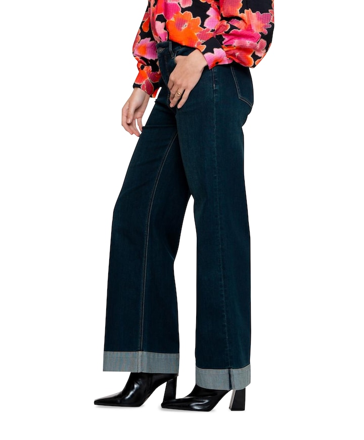 Wide turn-up jeans blauw