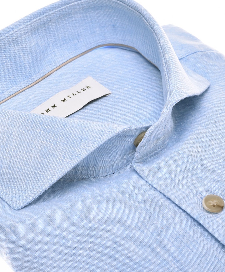 Heren overhemd lange mouw blauw