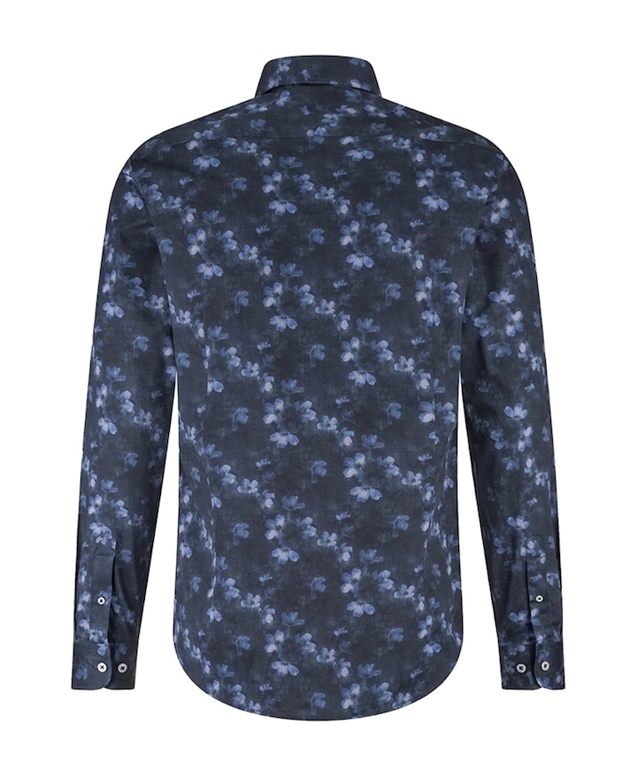 Heren overhemd lange mouw blauw