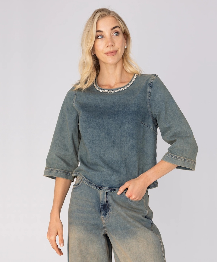 Dames blouse blauw