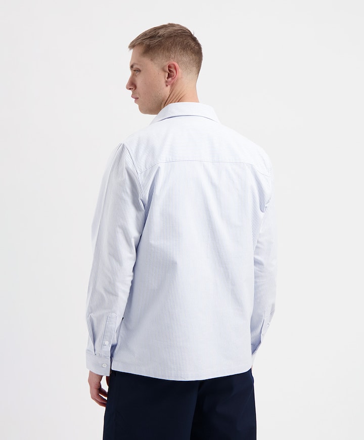 Heren overhemd lange mouw blauw