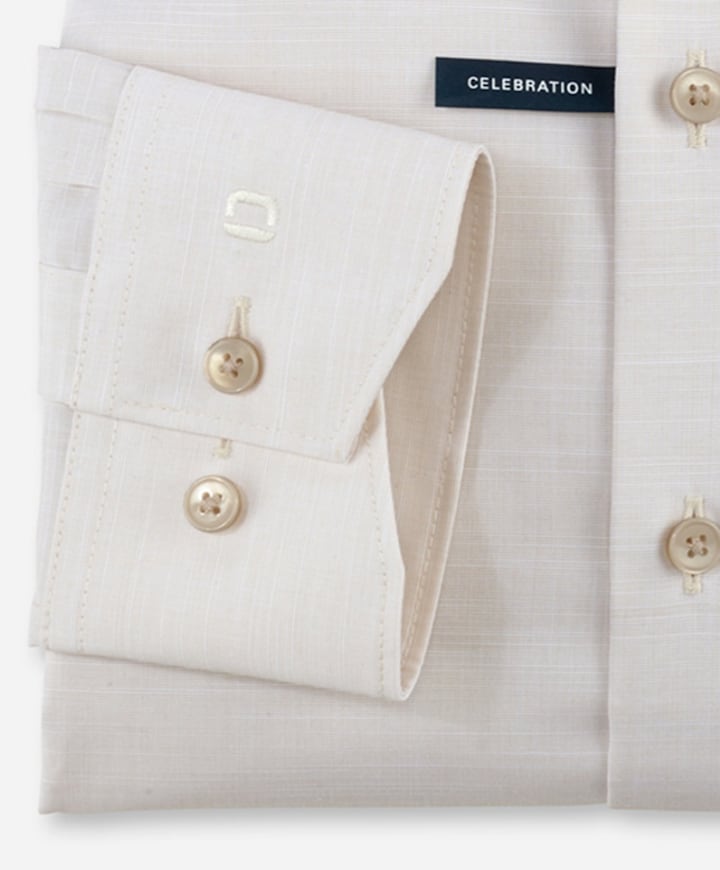 Heren overhemd lange mouw beige