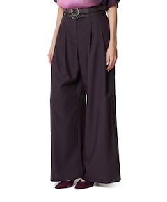 wol mix-effen-plooi dames pantalon paars