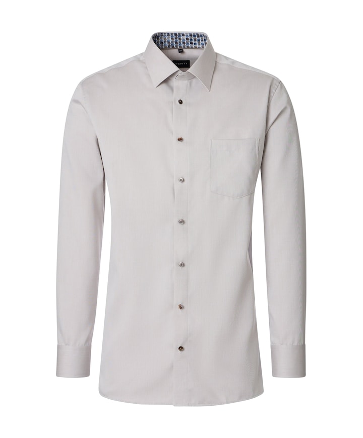 Heren overhemd lange mouw beige