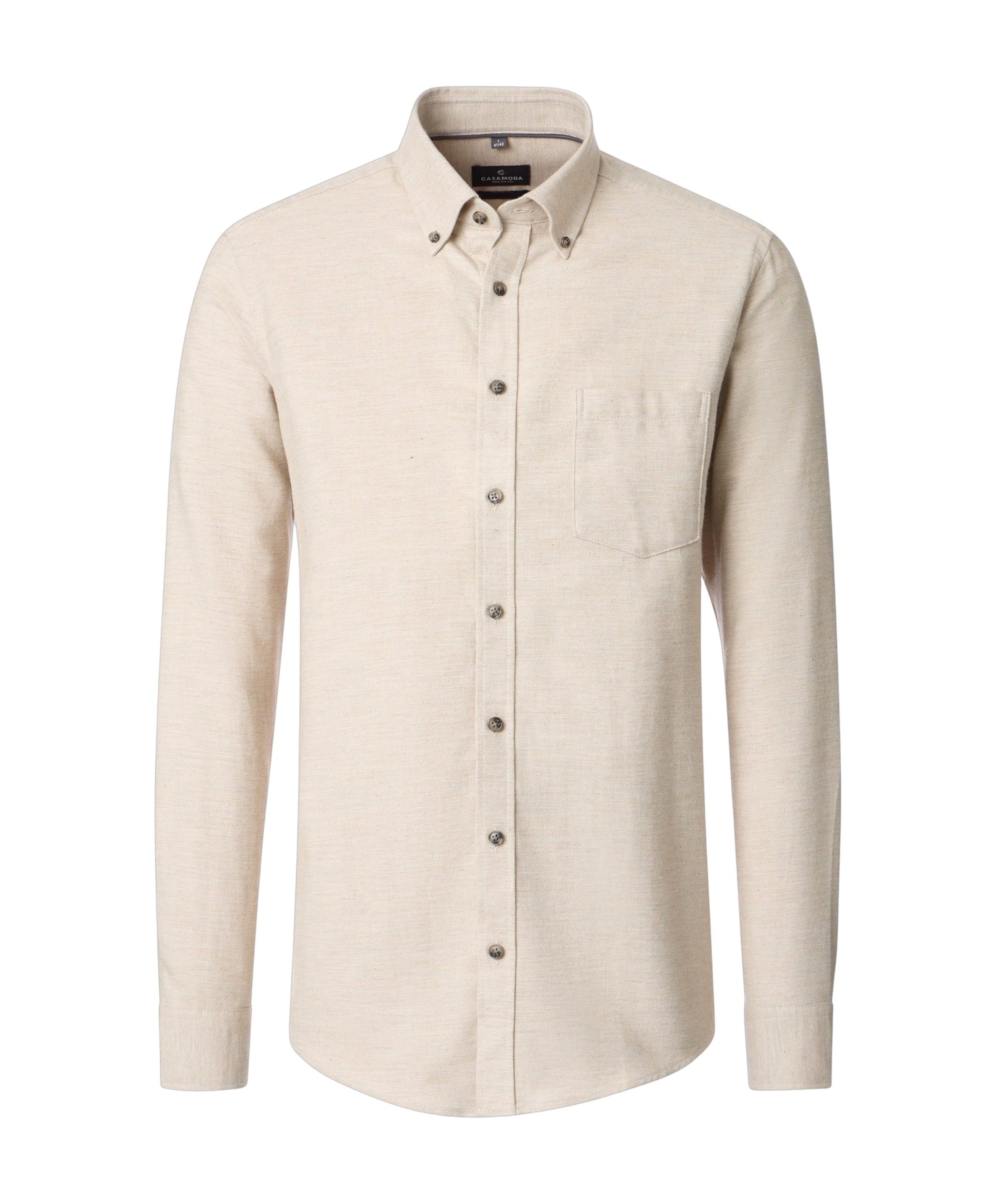 Heren overhemd lange mouw beige