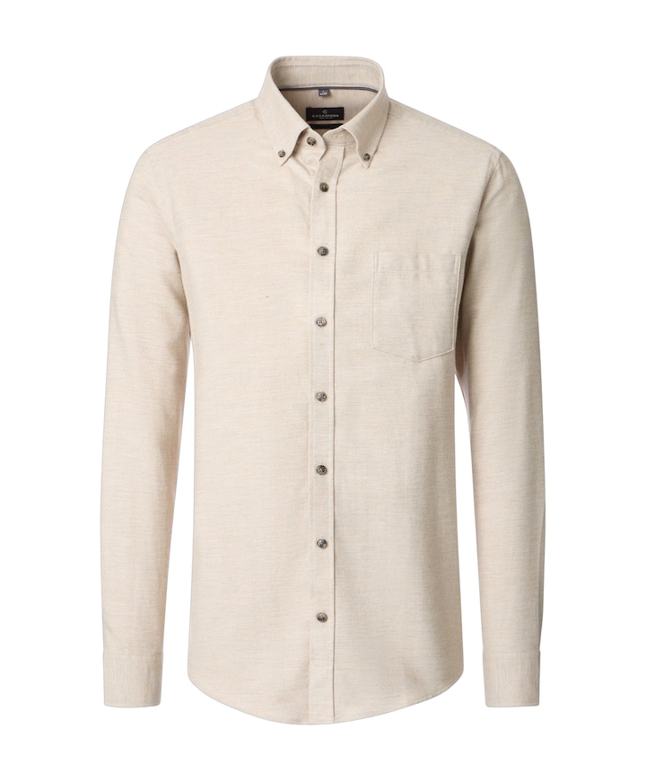 Heren overhemd lange mouw beige