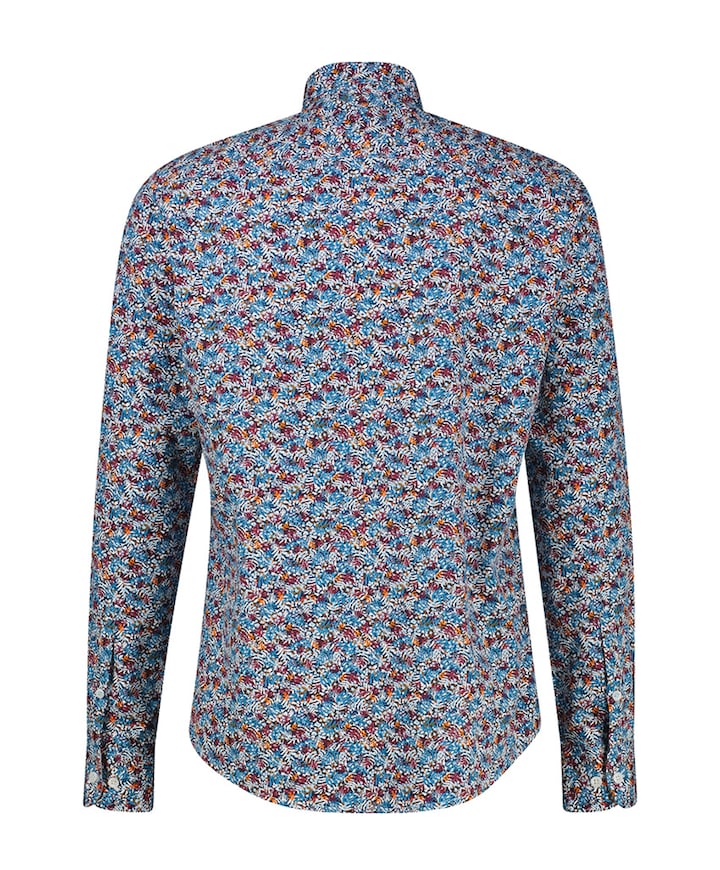 Heren overhemd lange mouw blauw