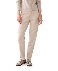 Tapered silk stretch sateen broek beige