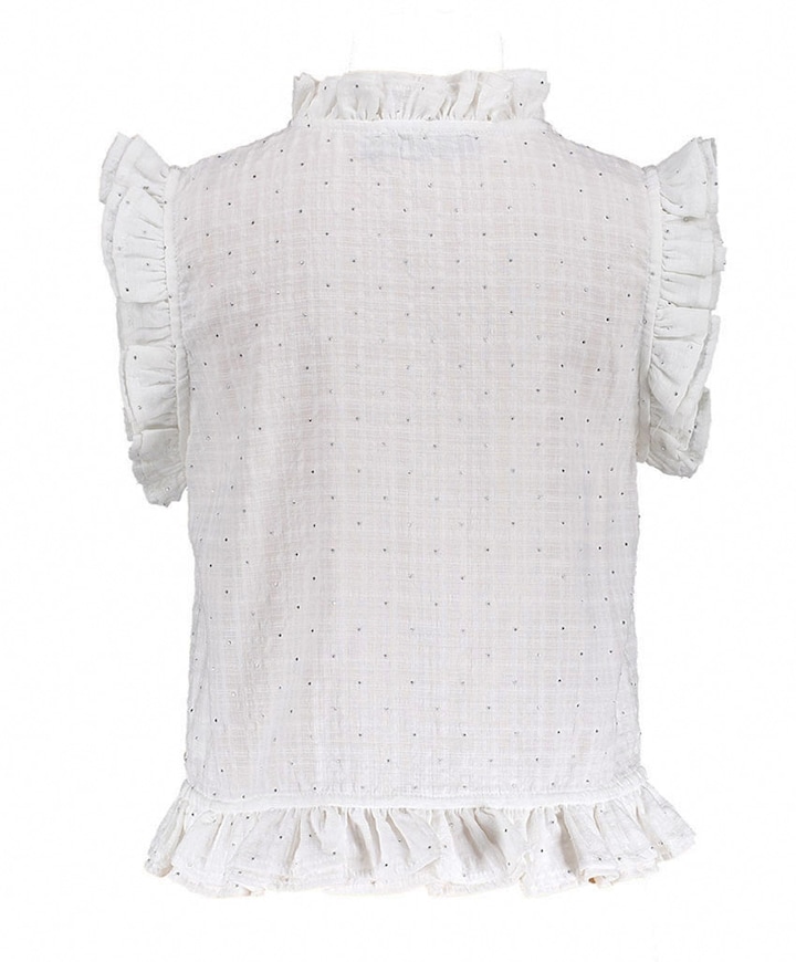 Meisjes blouse korte mouw ecru