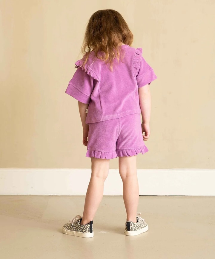 Ruffled meisjes korte broek paars