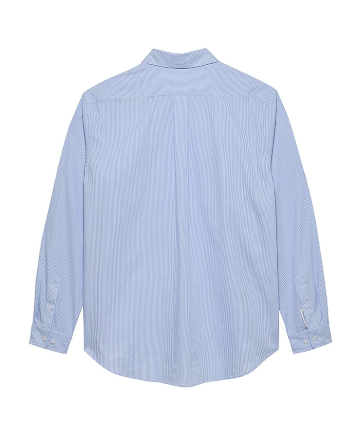 Heren overhemd lange mouw blauw