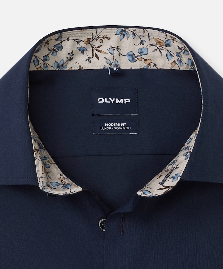 Heren overhemd lange mouw blauw