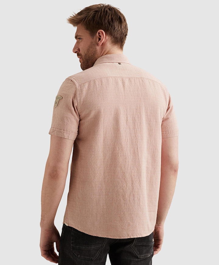 Heren overhemd korte mouw roze