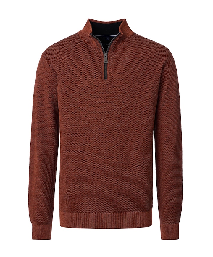 Trui met rits brique