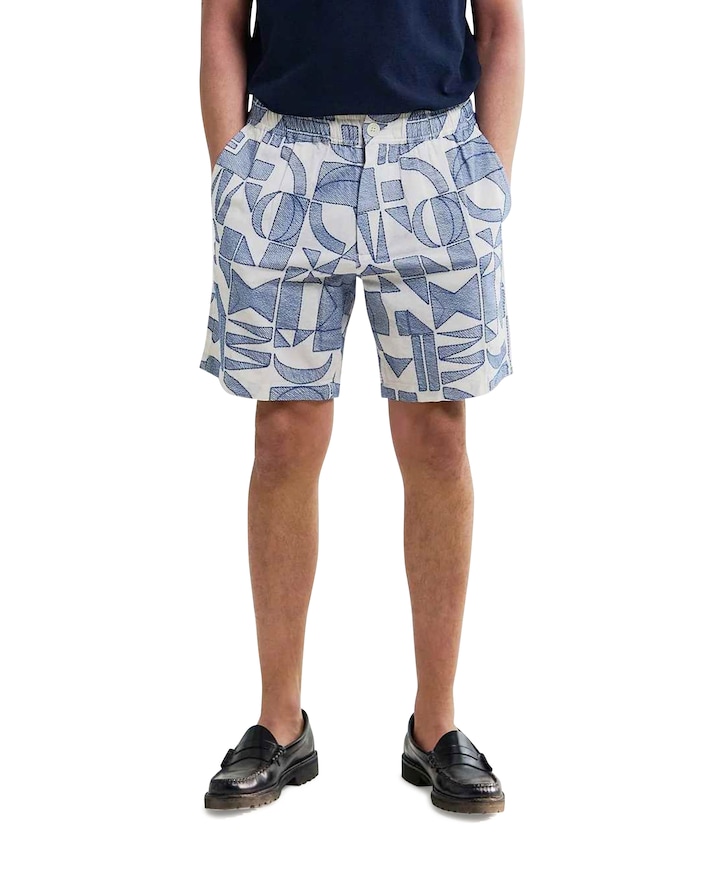 Geometric shapes heren korte broek ecru