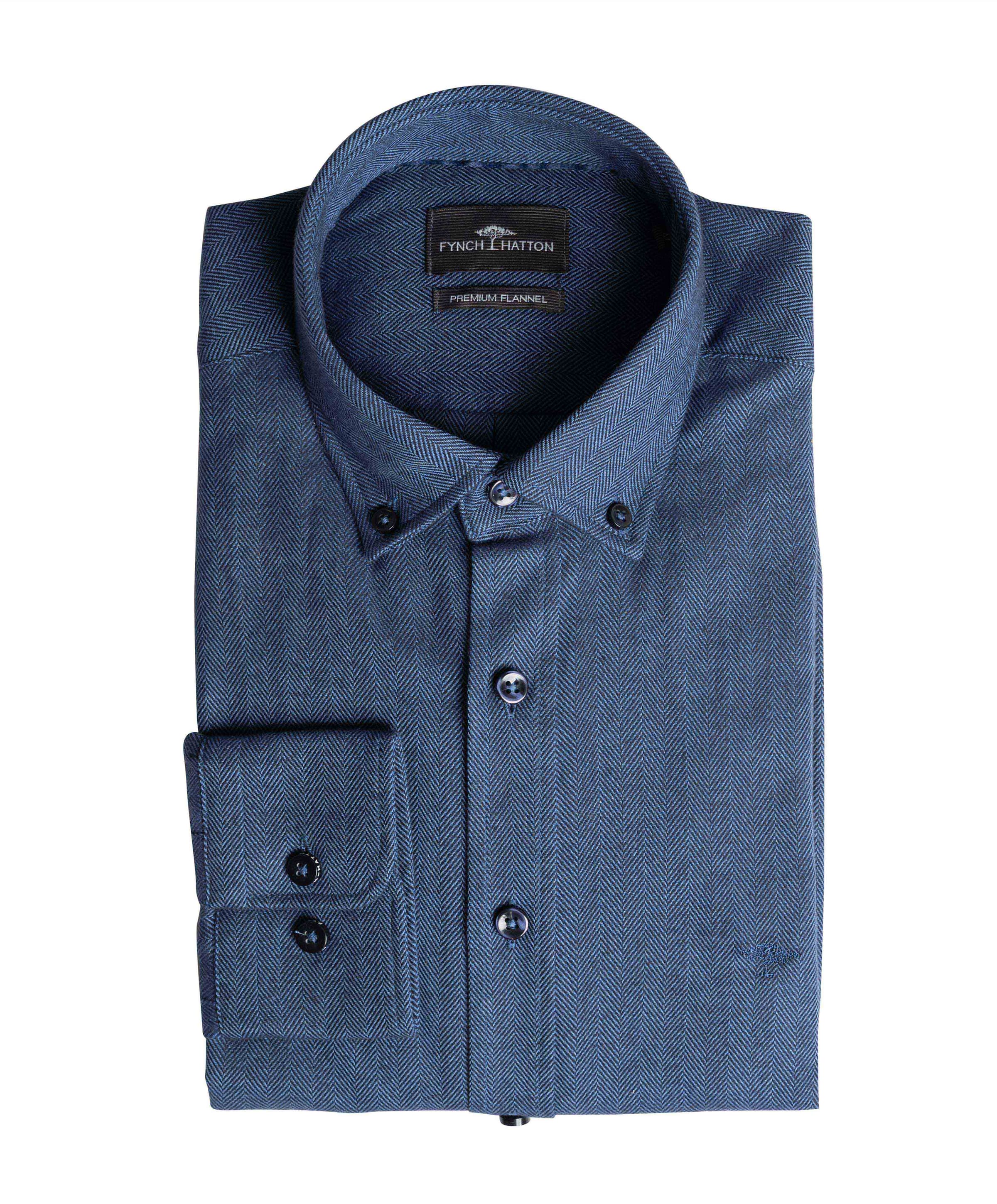 Heren overhemd lange mouw blauw