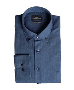 Heren overhemd lange mouw blauw