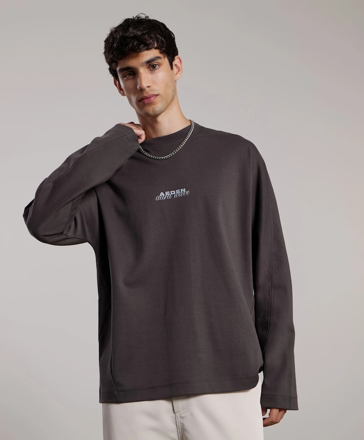 Heren longsleeve grijs