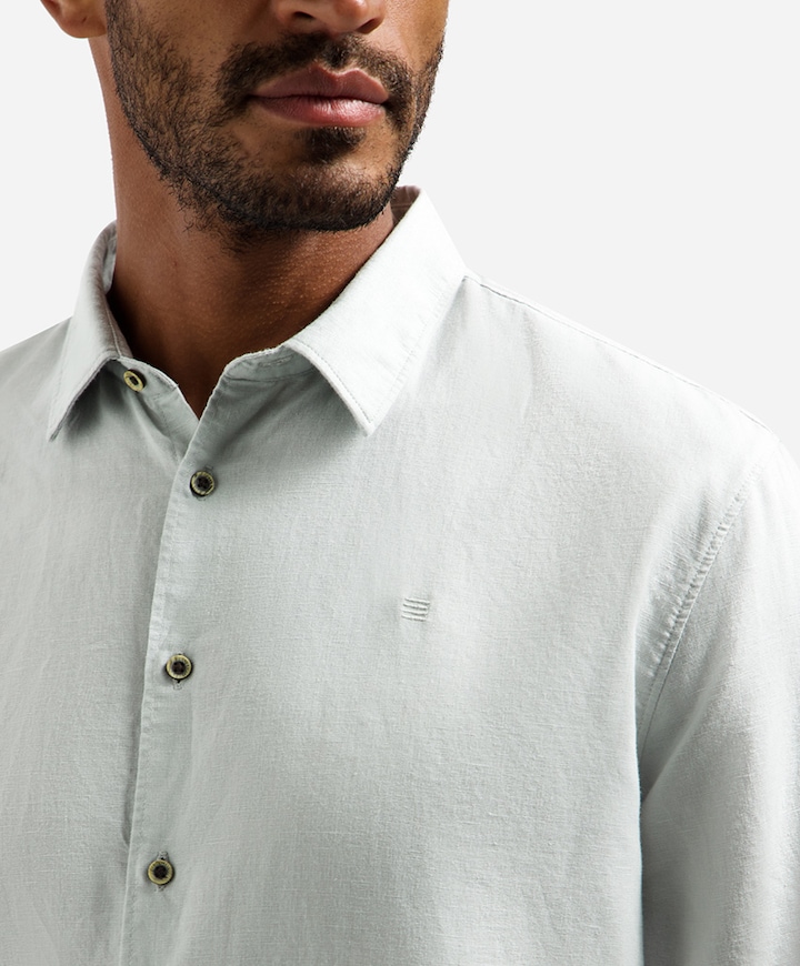 Heren overhemd lange mouw groen