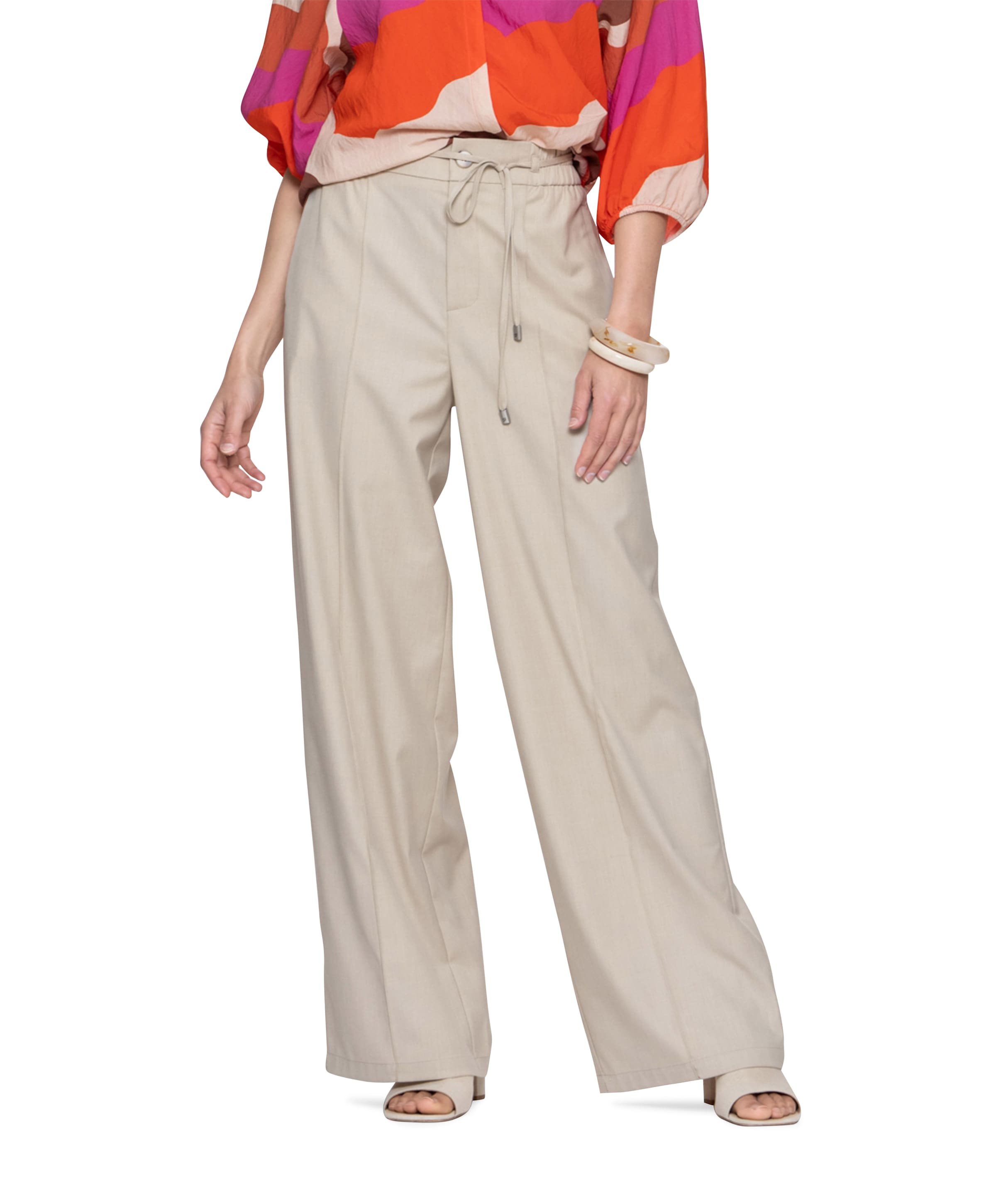 Wide dames broek beige