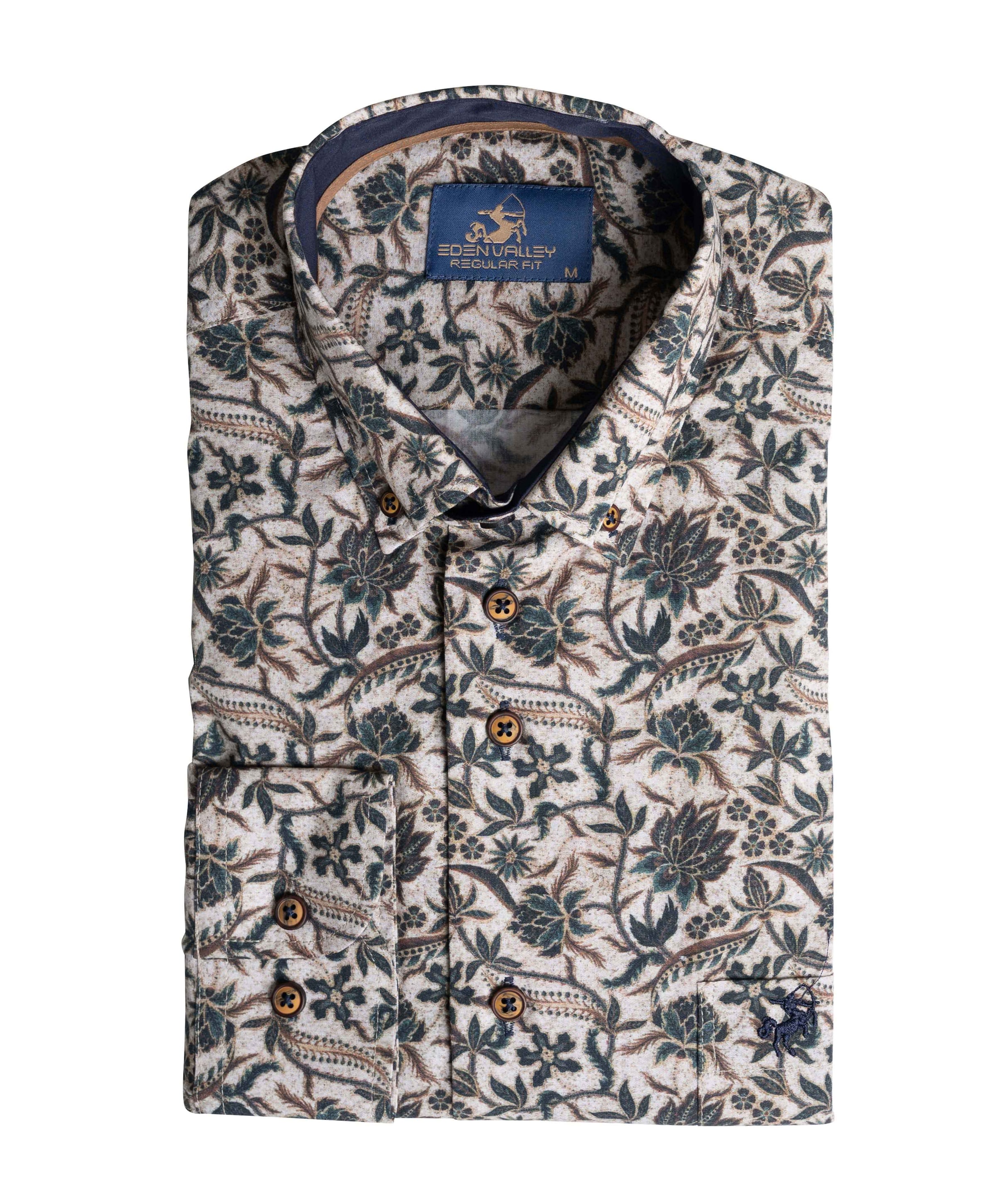 Heren overhemd lange mouw bruin