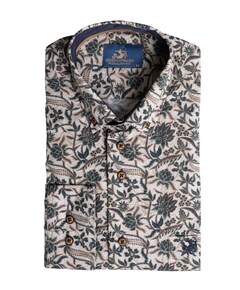 Heren overhemd lange mouw bruin