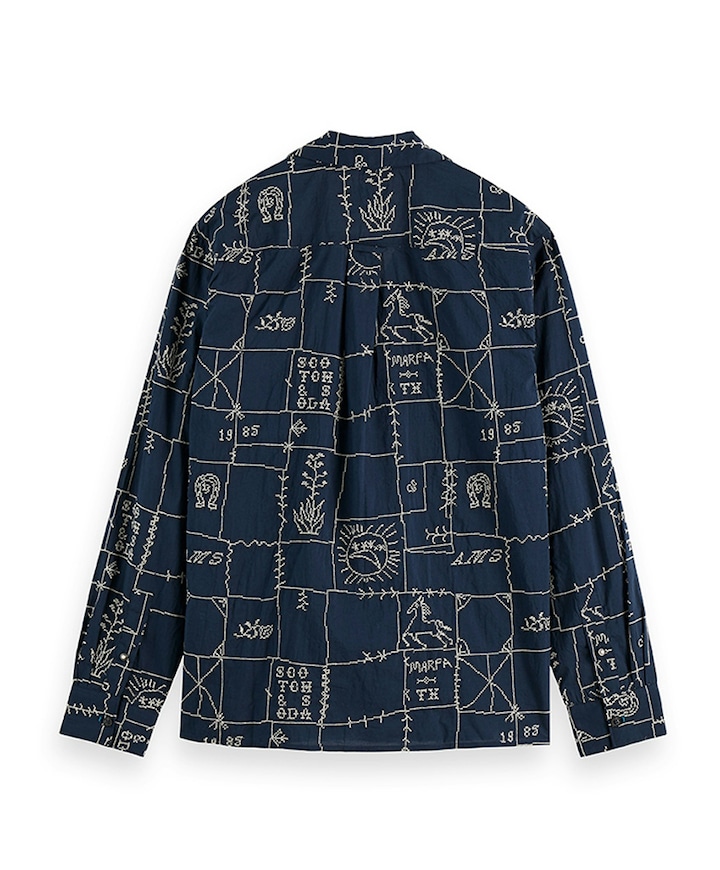 Heren overhemd lange mouw blauw